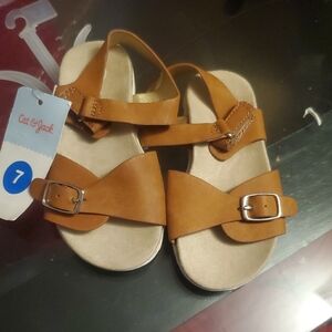 Cat & Jack Brown Sandals with Adjustable Buckles